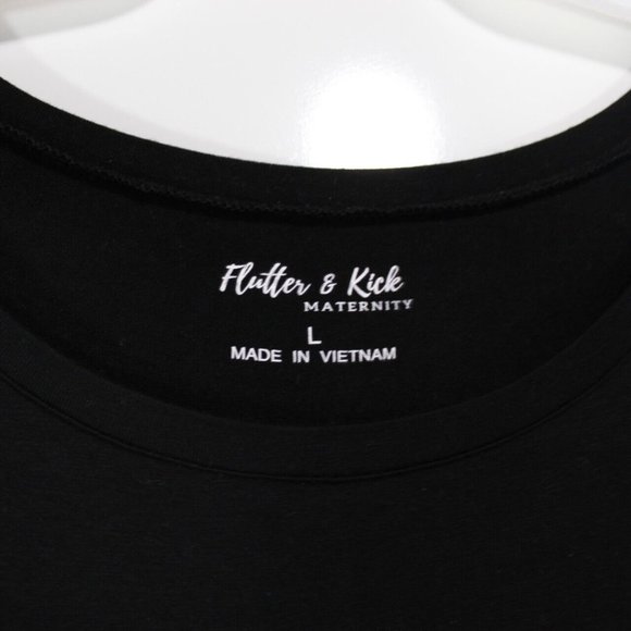 Flutter & Kick Maternity Dress Size Large Black 3/4 Bell Sleeve Knit Stretch - Picture 4 of 5